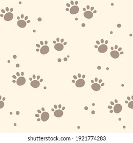 Abstract Kids Seamless Pattern, Dog Or Animals Foot Print Digital Paper, Seamless Background With Cute Paw For Nursery Textile, Scrapbook, Wrapping