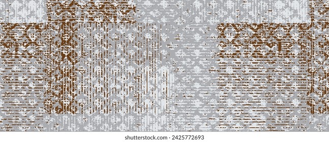 Abstract kilim retro coastal decorative diamond textile texture linen checkered concept geo art runner rug pattern design for scarf, carpet, curtain, curtain, pillow . home textile digital vector