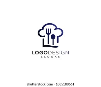 Abstract kitchen interior logo, restaurant vector logo design, spoon and fork icon logo design 
