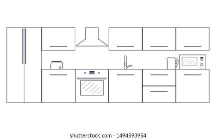 Kitchen Interior Vector Stock Vector (Royalty Free) 1070889884