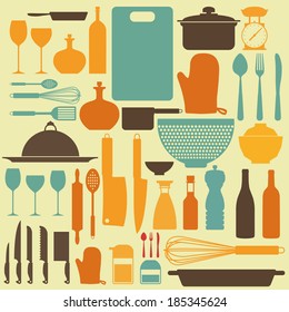 abstract kitchen tools making a special background