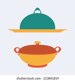 Abstract kitchen tools on a white background