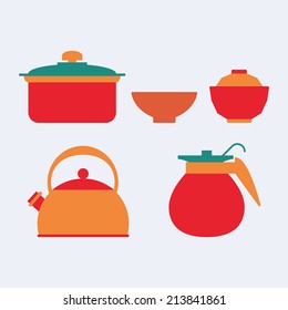 Abstract kitchen tools on a white background