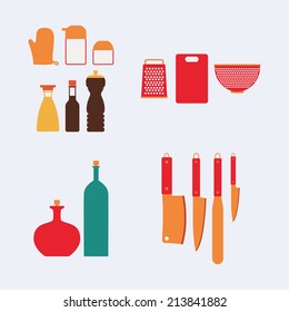 Abstract kitchen tools on a white background