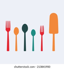 Abstract kitchen tools on a white background