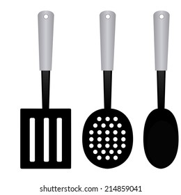 abstract kitchen tools on a white background