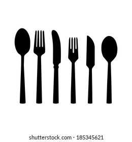 abstract kitchen tools silhouettes on a white background