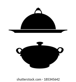 abstract kitchen tools silhouettes on a white background
