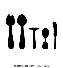 abstract kitchen tools silhouettes on a white background