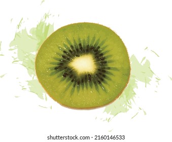 Abstract of kiwi fruit with color splashed on white background.