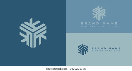 Resumen Las letras iniciales de KK enlazadas con el logotipo del monograma hexagonal en color azul suave aislado en fondo azul profundo. Logo de la carta K aplicado a la plantilla de inspiración para el diseño del logo de la empresa de consultoría y negocios