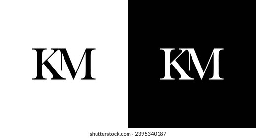 Abstract KM or MK Alphabet Initial Letter Monogram Icon Logo in black and white color