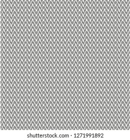 Abstract knit background. Textile fabric of wool or cotton. Jersey texture. Monochrome pattern. Vector illustration.