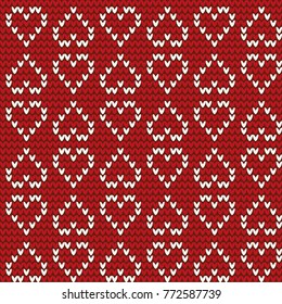 

Abstract knitted background of white inverted hearts on a red background. Saint Valentine. Background, texture for decorating greeting cards, greetings, wrapping paper, invitations, fabric.