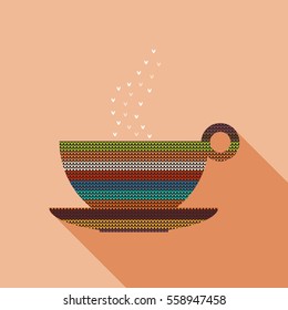 Abstract Knitted Cup Of Tea With Long Shadow
