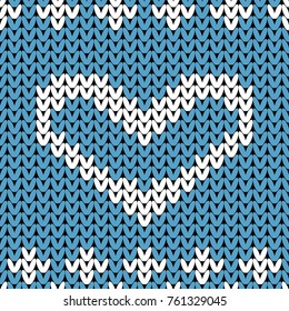 Abstract knitted heart seamless pattern background. Knit texture for design new year card, christmas invitation, holiday wrapping paper, winter vacation travel and ski resort advertising etc.