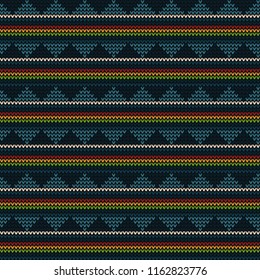 Abstract Knitted Pattern Background With Colorful Lines