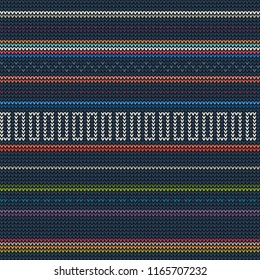 Abstract Knitted Pattern Background With Colorful Shapes