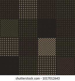 Abstract Knitted Pattern in Camouflage Style. Seamless Vector Background. Knitting Wool Sweater Design
