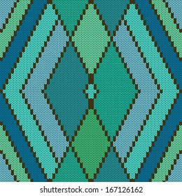 Abstract knitted pattern with rhombus