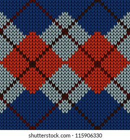 Abstract knitted pattern. Rhombuses.
