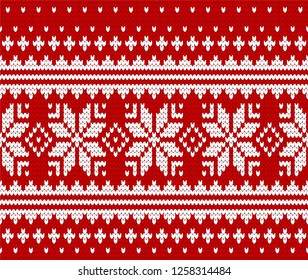 Abstract knitted pattern/ Seamless vector fashion knit wool woven fabric/ Snowy Christmas knitted pattern/ Seamless vector winter Nordic background