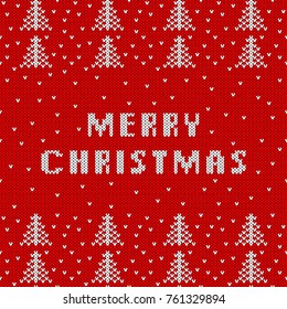 Abstract knitted spruce seamless pattern background. Knit texture for design new year card, christmas invitation, holiday wrapping paper, winter vacation travel and ski resort advertising etc.