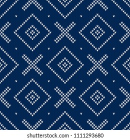 Abstract Knitted Sweater Pattern Design. Vector Seamless Background. Wool Knit Texture Imitation