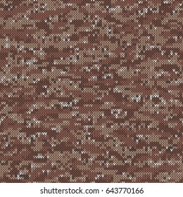 Abstract Knitting Pattern in Camouflage Desert Style. Seamless Vector Background