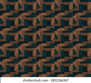 Abstract knitting seamless pattern, vintage style fabric print