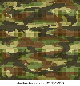 Abstract Knitting Seamless Texture. Military Decorative Camouflage Pattern Background. Vector Illustration