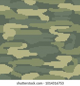 Abstract Knitting Seamless Texture. Military Decorative Camouflage Pattern Background. Vector Illustration