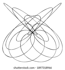 Abstract knot design element. Random intersecting lines doodle, scribble illustration