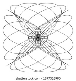 Abstract knot design element. Random intersecting lines doodle, scribble illustration