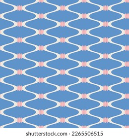 Abstract Knotted Wavy Stripes Seamless Vector Pattern Trendy Fashion Colors Monochrome Retro Geometric Background Sky Blue Pastel Pink Tones