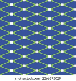 Abstrakte Knotted Wavy Stripes Seamless Vectordesign Trendy Fashion Colors Monochrom Retro Geometrischer Hintergrund Royal Blue Green Tones