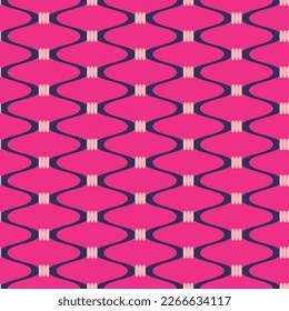 Abstract Knotted Wavy Stripes Seamless Vector Pattern Trendy Fashion Colors Monochrome Retro Geometric Background Fuchsia Navy Blue Tones