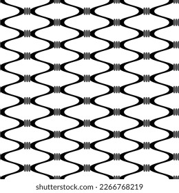 Abstract Knotted Wavy Stripes Seamless Vector Pattern Trendy Fashion Colors Monochrome Retro Geometric Background White Black