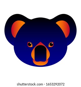 Abstract koala head background. Blue koala portrait for design birthday card, veterinarian clinic poster, pet shop sale advertising, bag or t-shirt print etc.