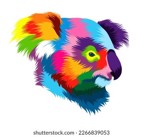 Abstract koala head portrait from multicolored paints. Colored drawing. Vector illustration of paints