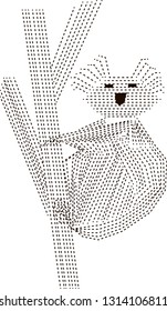 Abstract koala on a tree. Geometric linear koala. Vector. - Vector graphics