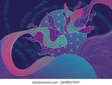 Abstract Koi Fish with Flowing Lines