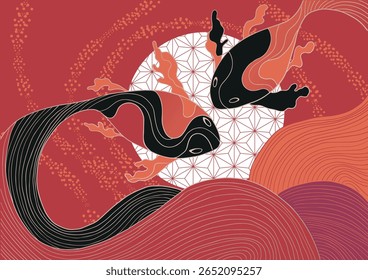 Abstract Koi Fish with Flowing Lines