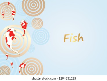 Abstract koi fish in oriental art on circle of water background vector for decoration on Chinese new year festival. 