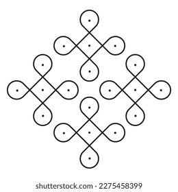 abstract kolam with dots vector illustration