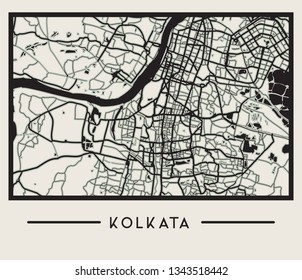 Abstract Kolkata City Map - Illustration as EPS 10 File