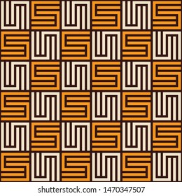 Abstract Korean or Chinese seamless pattern. Repeating geometric symmetric ornament. Modern stylish texture. Trellis. Symmetric lines lattice. Vector color tiled ethnic background.