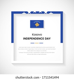 Ilustración resumida del marco cuadrado de la bandera de Kosovo. Marco de país creativo con texto para el Día de la Independencia de Kosovo