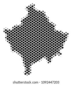 Abstract Kosovo map. Vector halftone territory scheme. Cartographic dotted composition. Schematic Kosovo map is done with regular round point pattern.