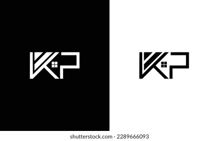 Abstract KP Letter Creative Home Shape Logo Design. Unique Real Estate, Property, Construction Business identity Vector Icon.